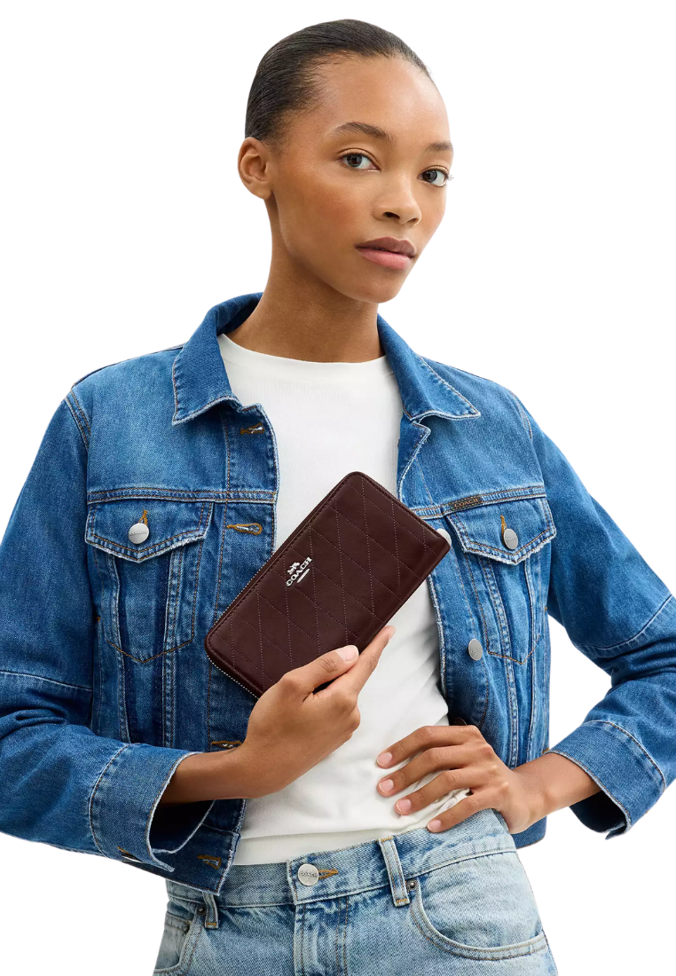 Coach Long Zip Around Wallet With Quilting In Maple CEL63