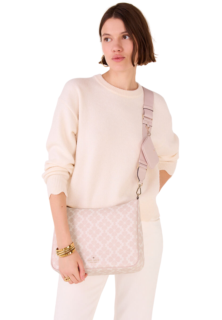 Kate Spade Spade Flower Large Crossbody Bag with Pouch In Rose Smoke Multi KK148