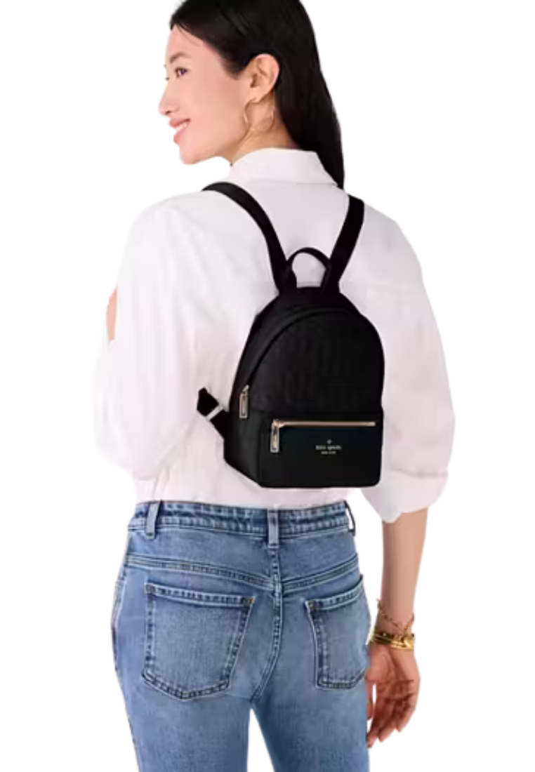 Kate Spade Spade Flower Quilted Nylon Small Backpack In Black KK158