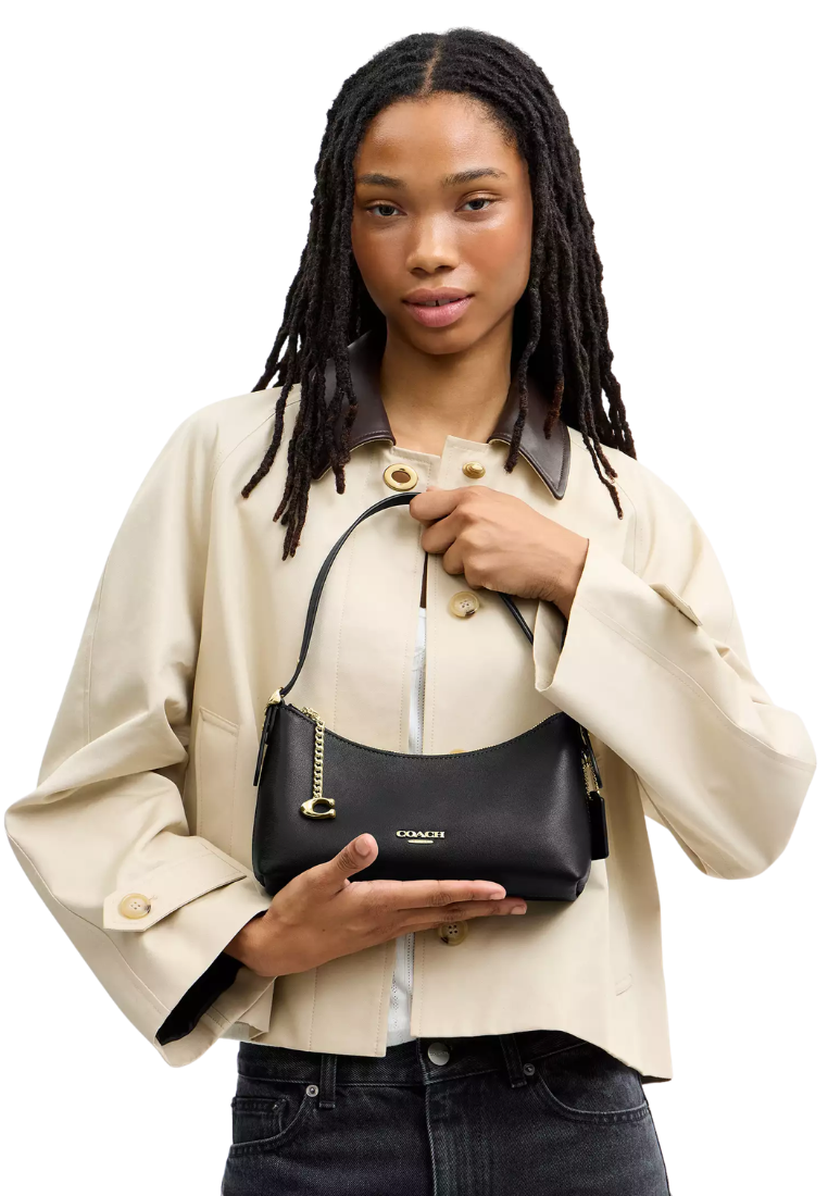 ( PREORDER ) Coach Emeilia Shoulder Bag In Gold Black CFO89
