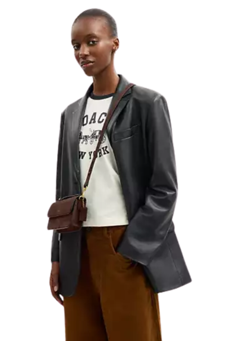 ( PREORDER ) Coach New York Elora Top Handle Crossbody Bag In Brass Dark Chocolate CDD59