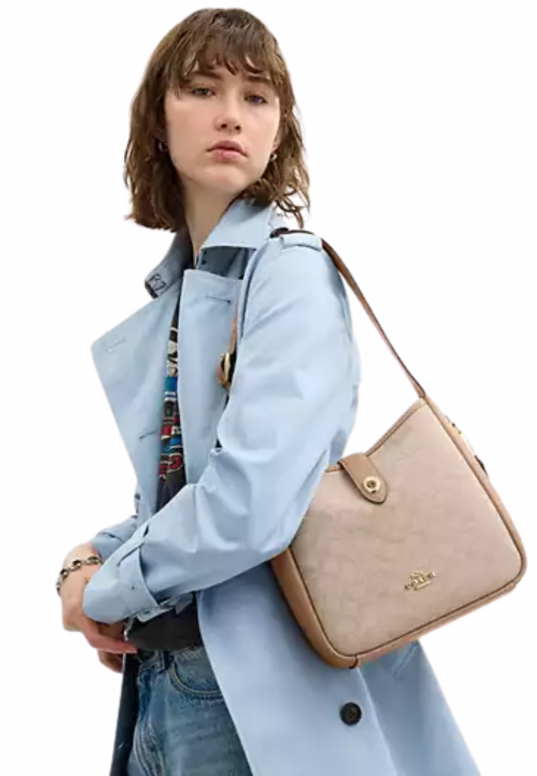 Coach Hadley Convertible In Signature Canvas Crossbody Bag In Dark Natural Multi CAK50