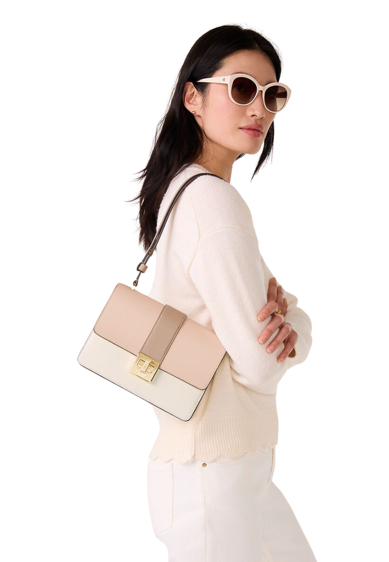 Kate Spade Phoebe Turnlock Shoulder Bag In Toasted Hazelnut Multi KK138