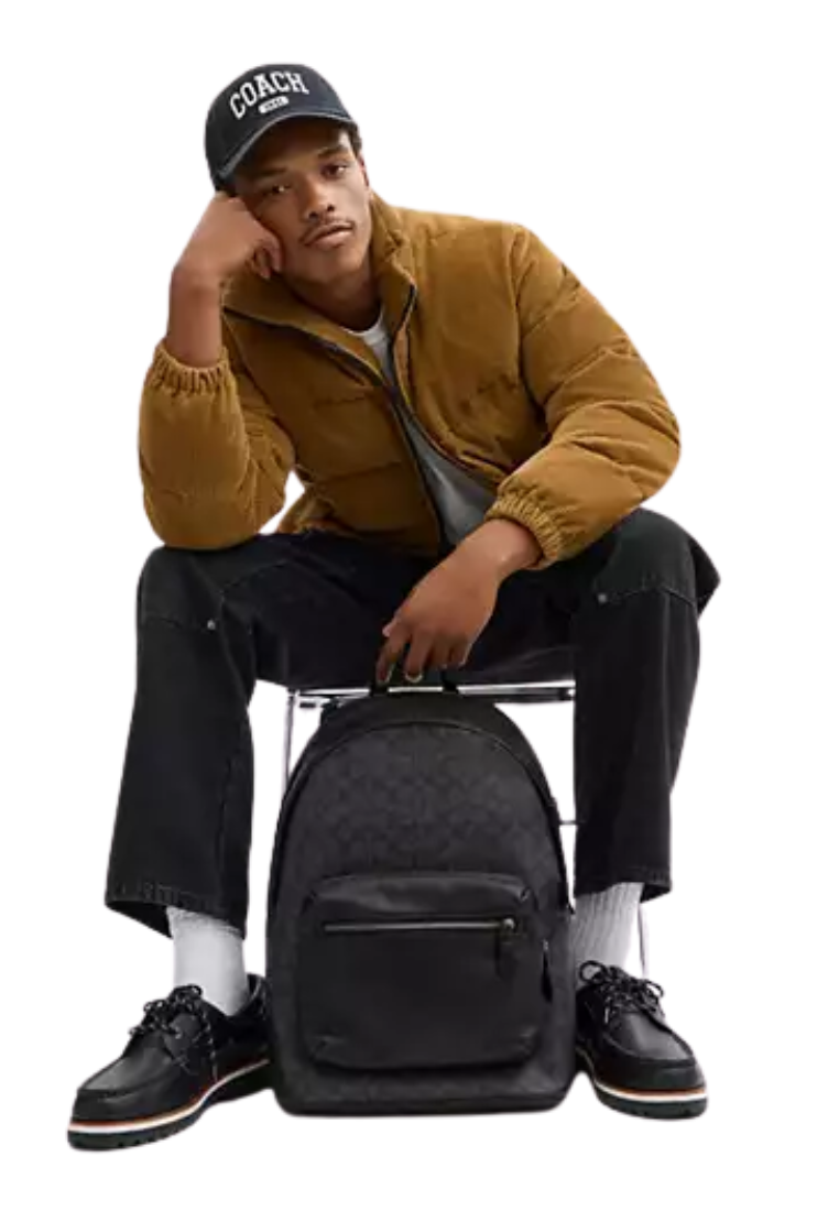 Coach West Signature Canvas Backpack In Charcoal Black CV925