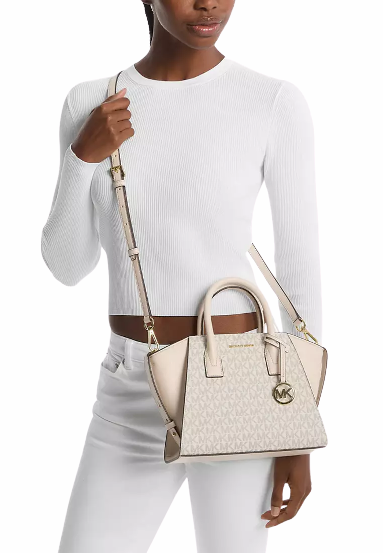 Michael Kors Avril Small Logo Satchel Bag In Light Cream Multi 35F4G4VS1B