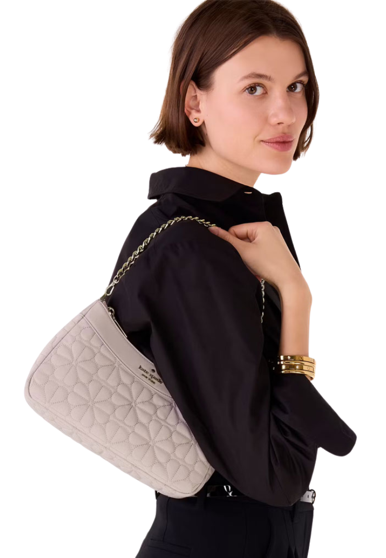 Kate Spade Spade Flower Quilted Fabric Convertible Crossbody Bag In Cozy Grey KK077