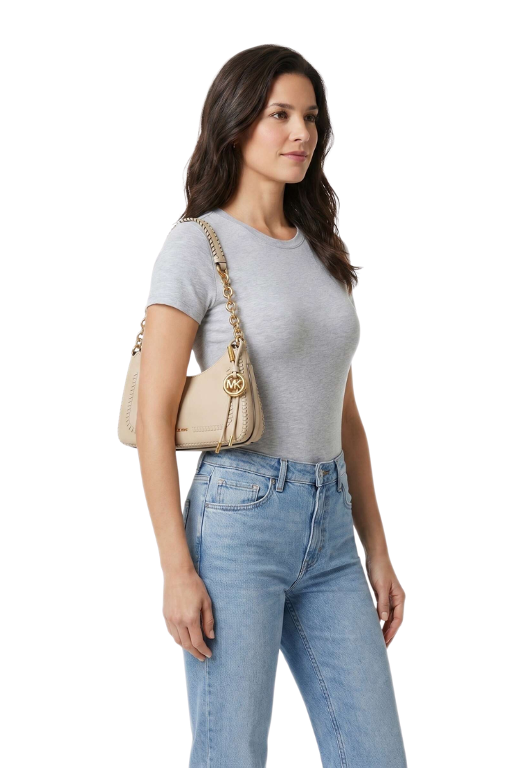 ( PREORDER ) Michael Kors Nolita Medium Pebbled Leather Shoulder Bag In Khaki 32T6AY5W6Y