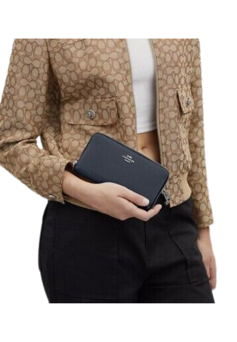 Coach Pebble Leather C4451 Long Zip Around Wallet In Midnight