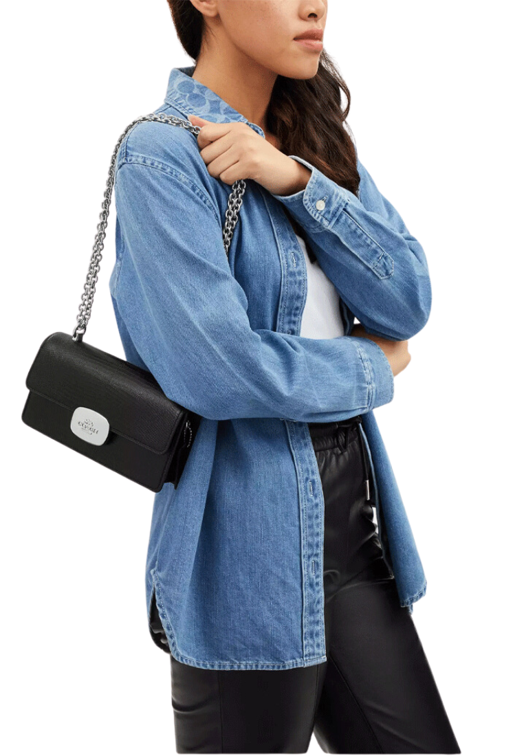 Coach Eliza Flap Shoulder Bag In Black CR106