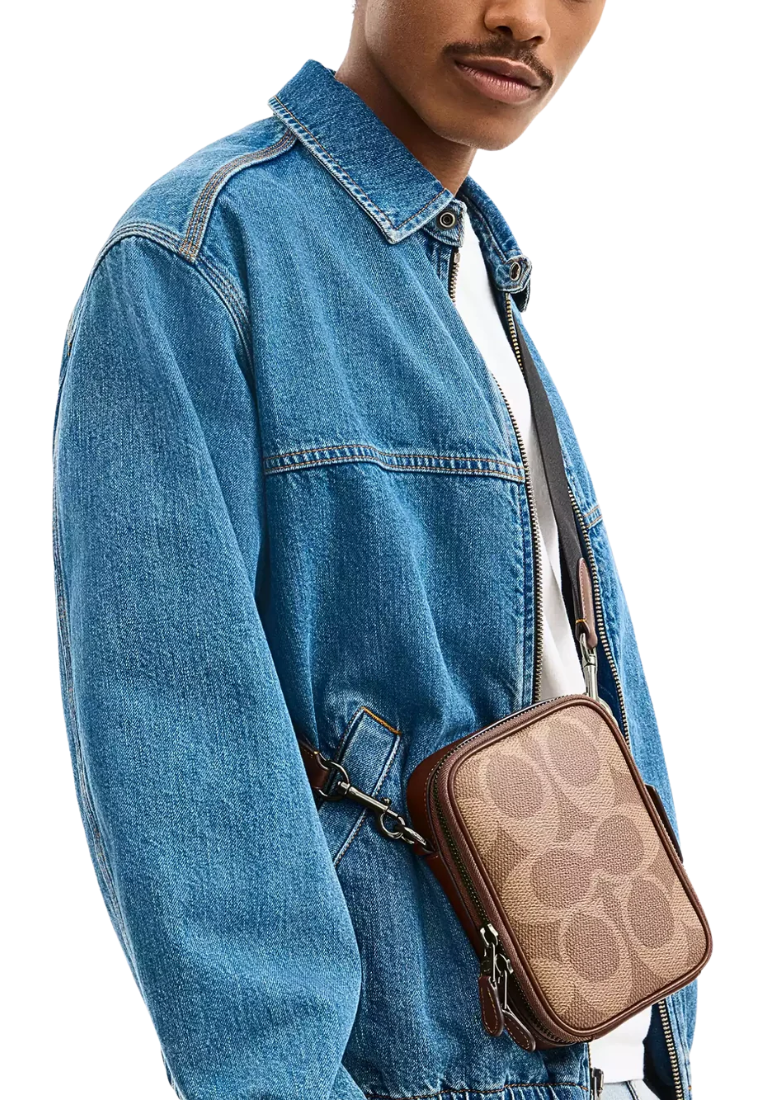 Coach Stanton Crossbody Bag Signature Canvas In Vintage Brown CBI33