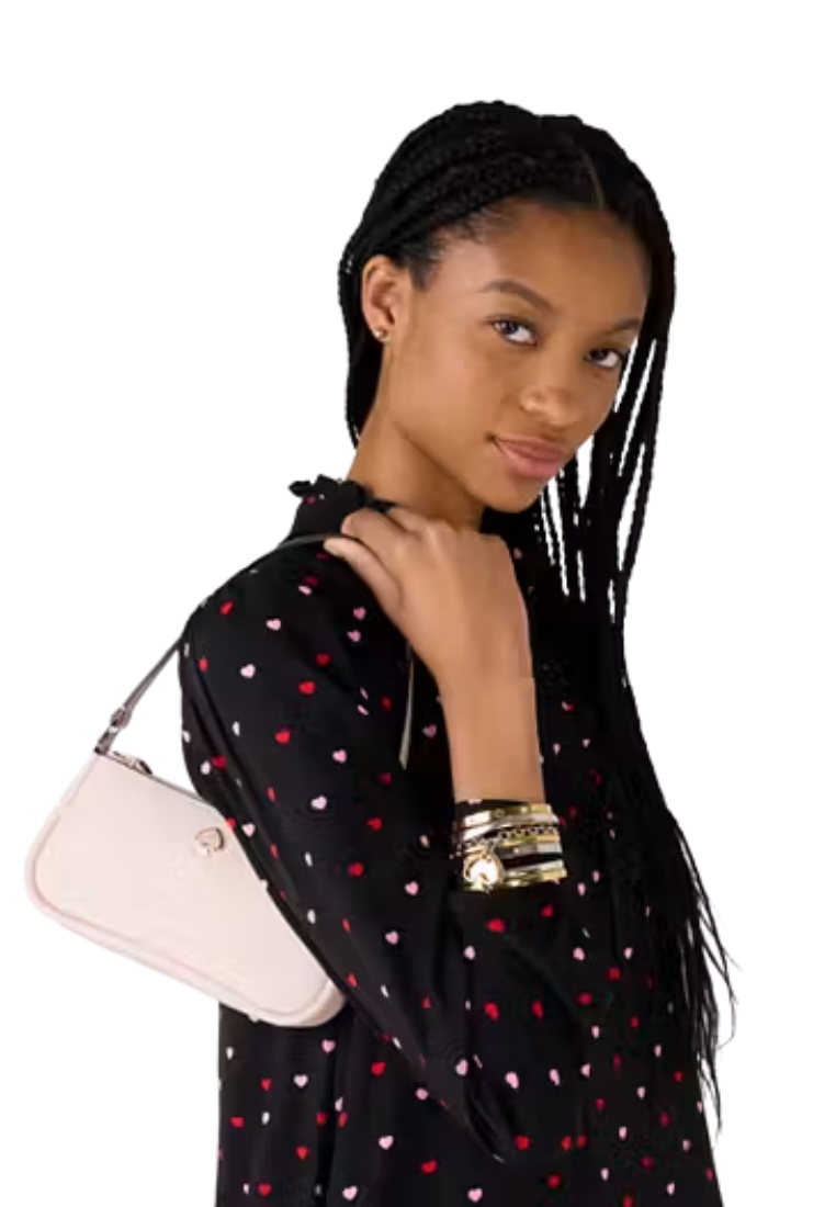 Kate Spade Kayla Embellished Spade Convertible Wristlet In Powdered Sugar KK115