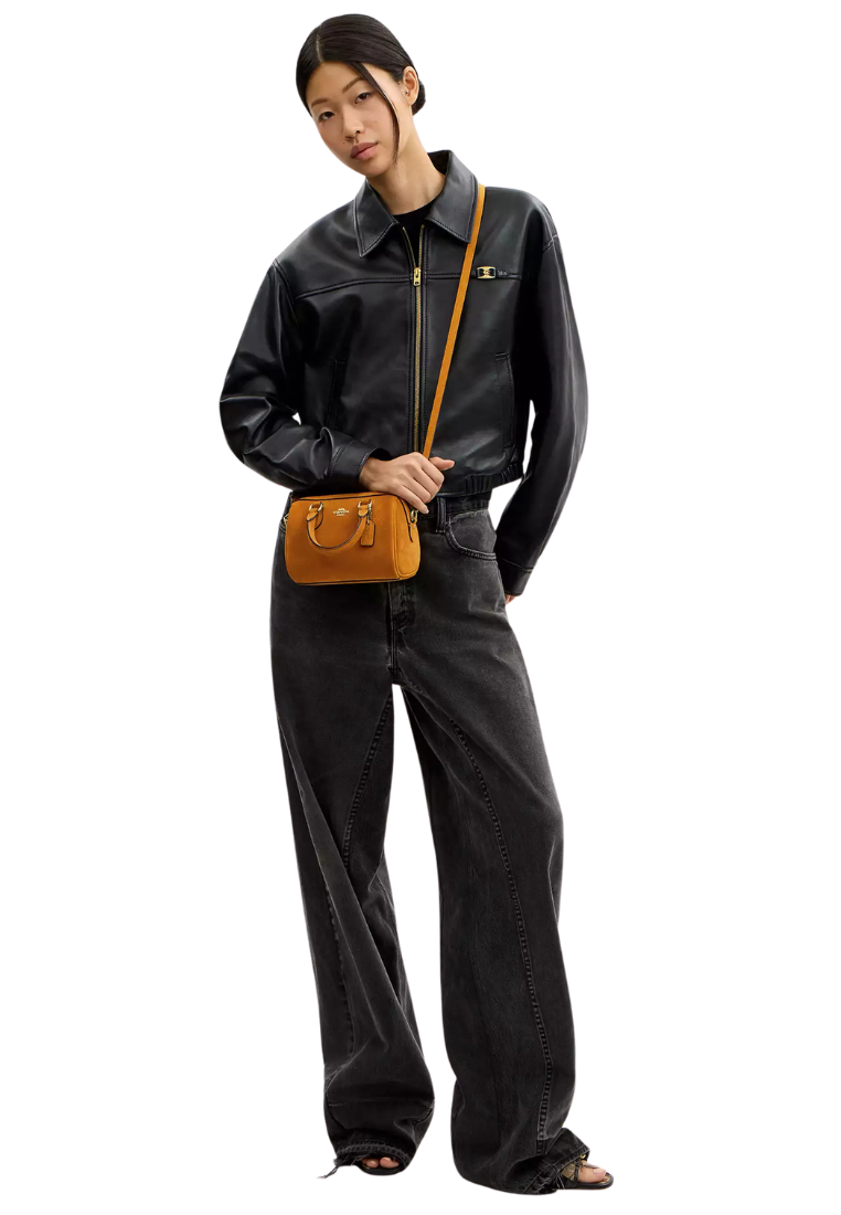( PREORDER ) Coach Mini Rowan Suede Crossbody Bag In Marigold CGE84