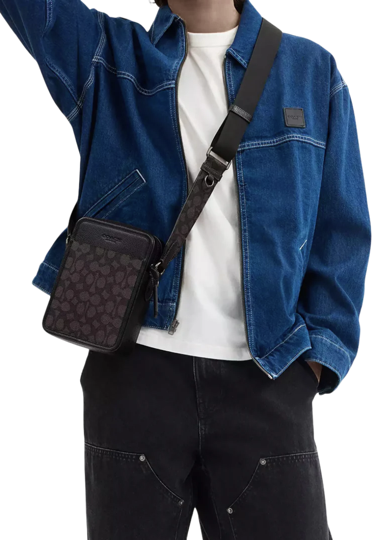 Coach Sullivan Crossbody Bag Signature Canvas In Walnut Black CAT78