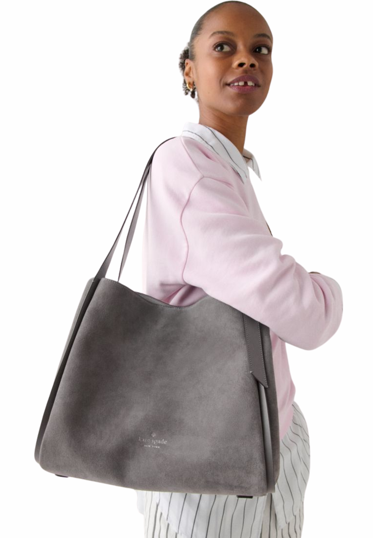 Kate Spade Knott Suede Large Carryall Shoulder Bag In Hare Grey KN309