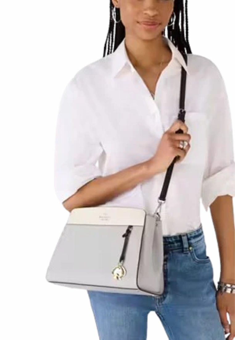 Kate Spade Madison Medium Top Handle Satchel Bag In Platinum Grey KK286