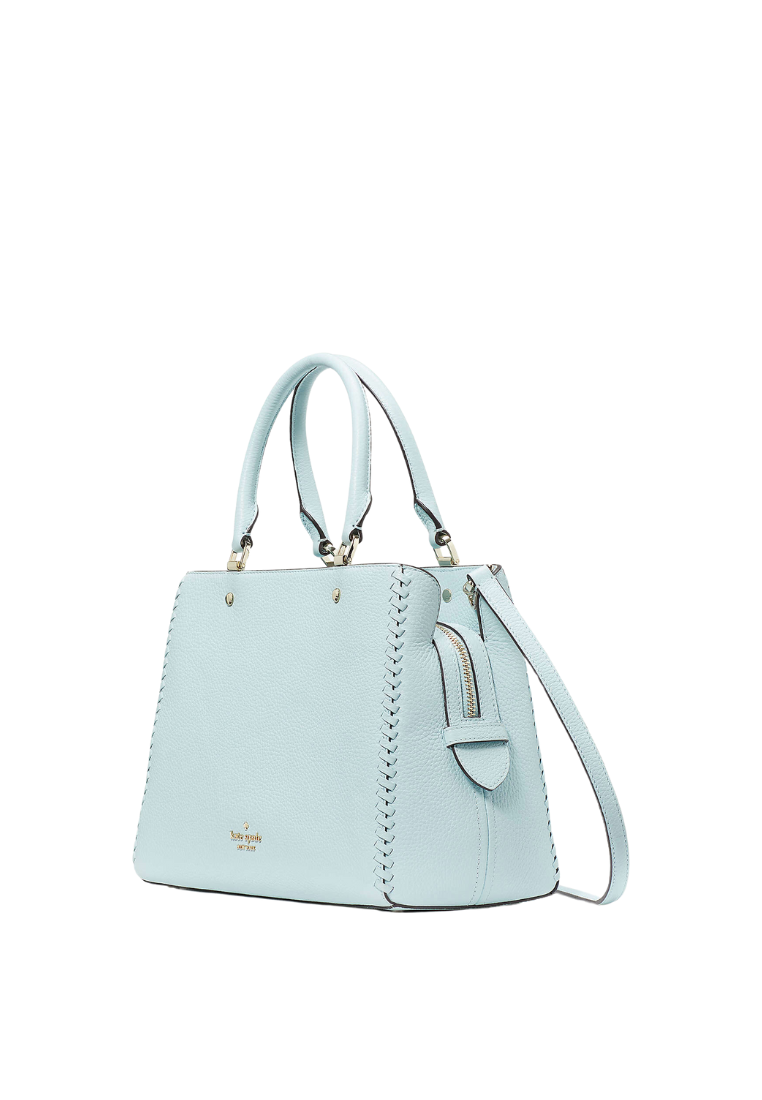 Kate Spade Leila Crossbody Bag Medium Triple Compartment Satchel In Dewy Blue KC605