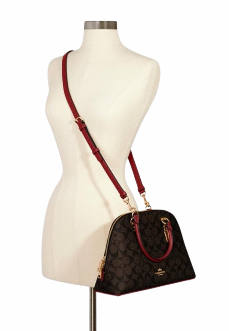 Coach Signature Katy 2558 Satchel Bag In Brown Red