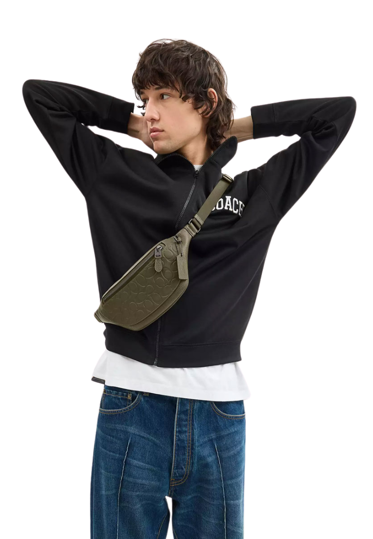 Coach Warren Mini Belt Bag Signature Leather In Olive Drab Caj34