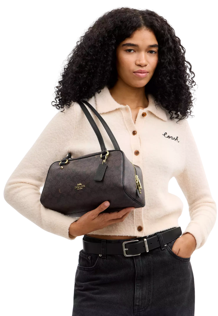 ( PREORDER ) Coach Sydney Shoulder Bag In Walnut Black CFP04