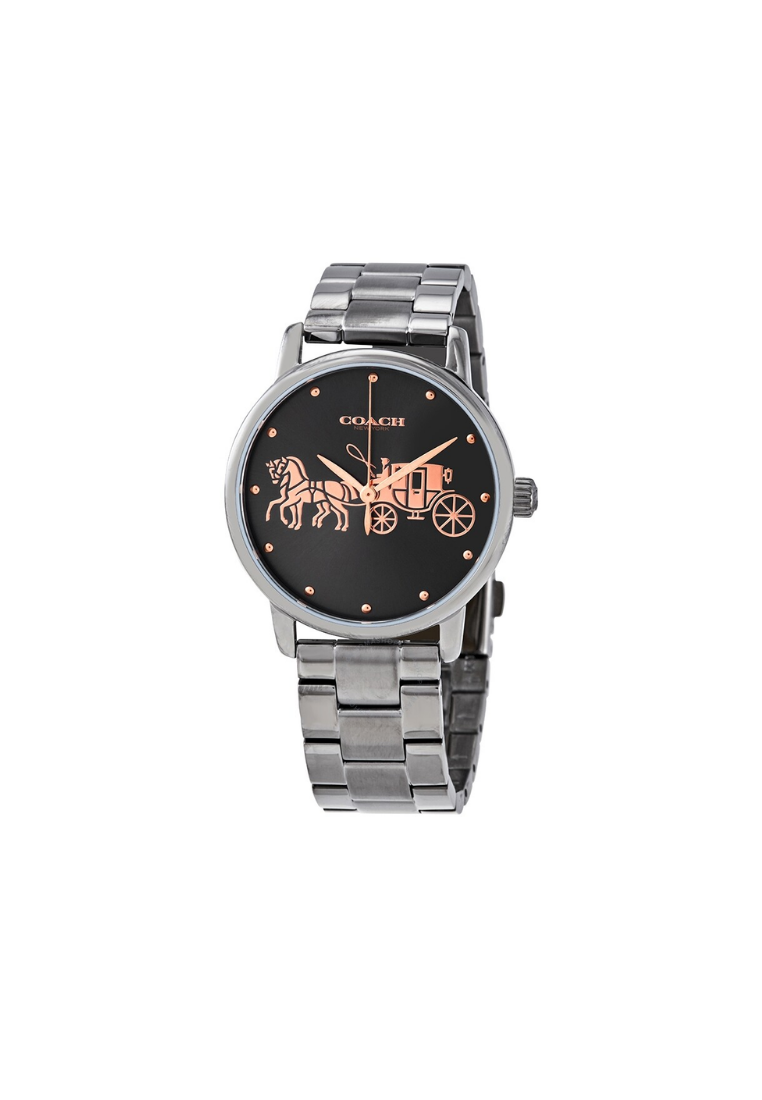 Coach Grand Quartz Dark Grey Dial Gunmetal-tone Ladies Watch Watches In Dark Grey 14502924
