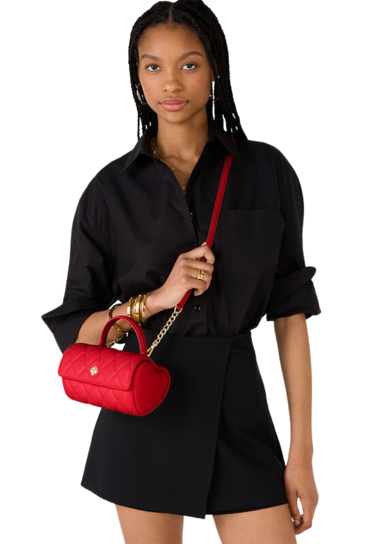 Kate Spade Heart Barrel Quilted Crossbody Bag In Ruby Red KK175