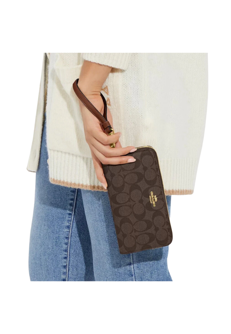 Coach Long Zip Around Wallet In Brown Redwood C4452