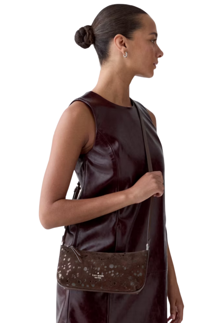 Kate Spade Lenox Suede Dots Mini Crossbody Bag In Hot Fudge KP161