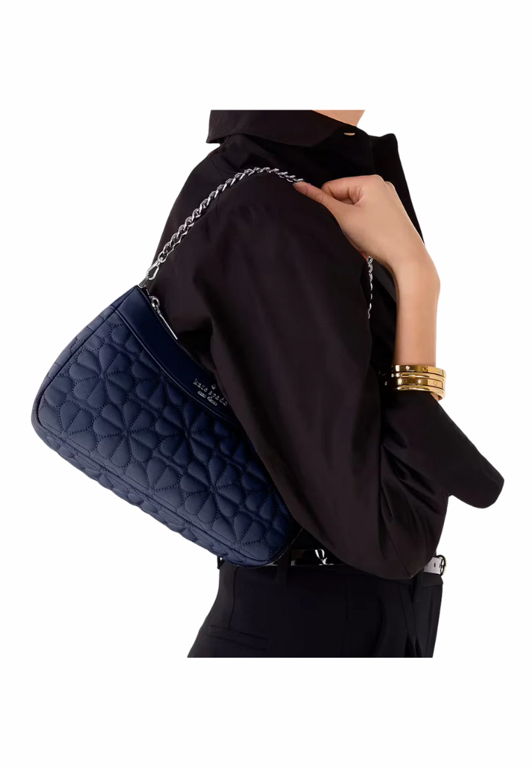 Kate Spade Flower Quilted Convertible Shoulder Bag In Parisian Navy KK077