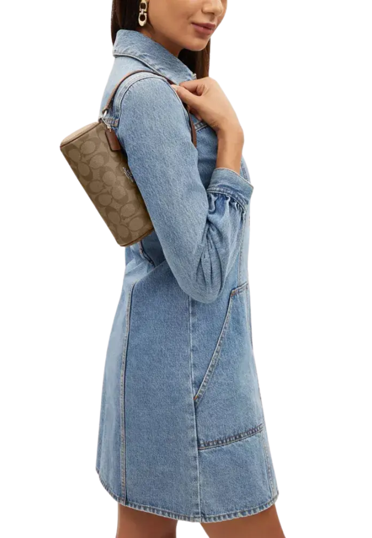 Coach Nolita Barrel Handbag In Signature Canvas In Khaki Saddle CP475