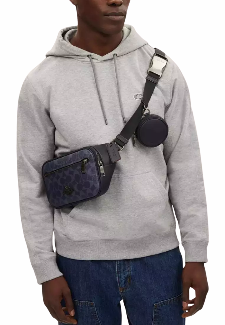 Coach Elias Belt Bag Signature Canvas In Midnight Navy CZ400