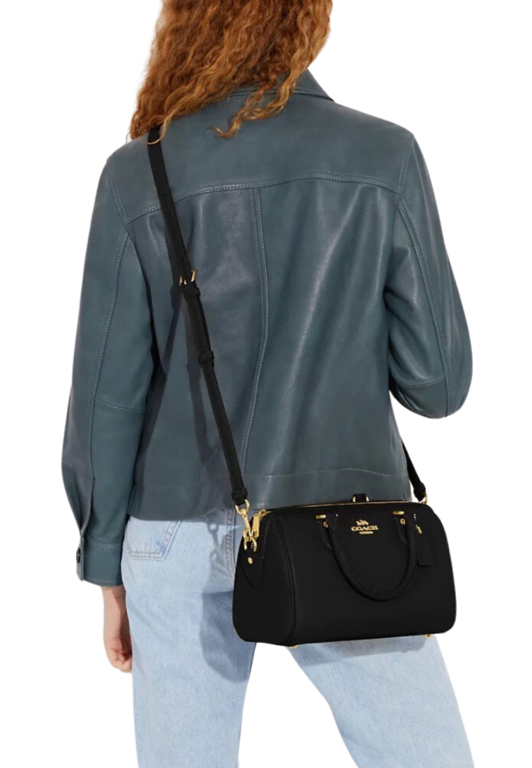 Coach Rowan Satchel Bag Crossgrain Leather In Black CH282