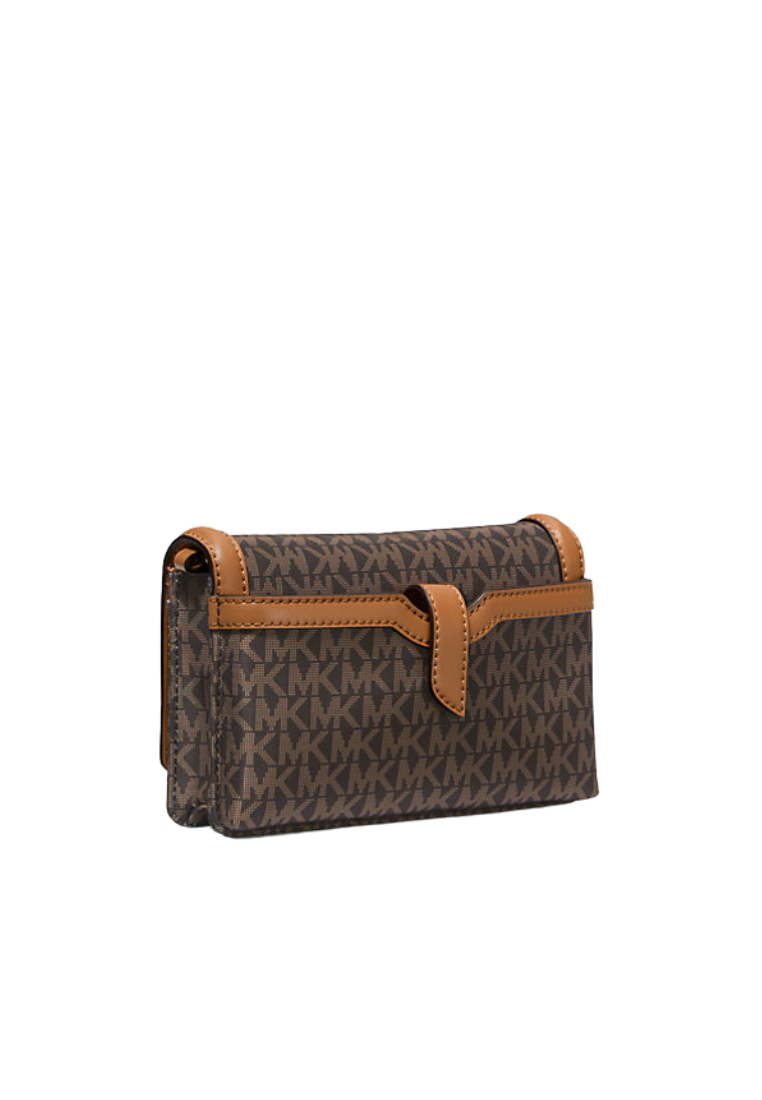 ( PREORDER ) Michael Kors Jet Set Small Logo Print Woven Smartphone Crossbody Bag In Brown Acorn 32T4GJ6C1O