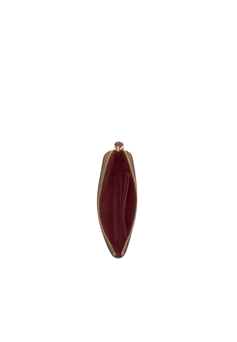 ( PREORDER ) Coach Corner Zip Wrislet In Gold Tan Black Cherry CX589