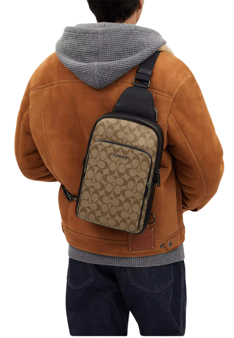 Coach Ethan Pack Crossbody Bag In Signature Canvas In Khaki CO910