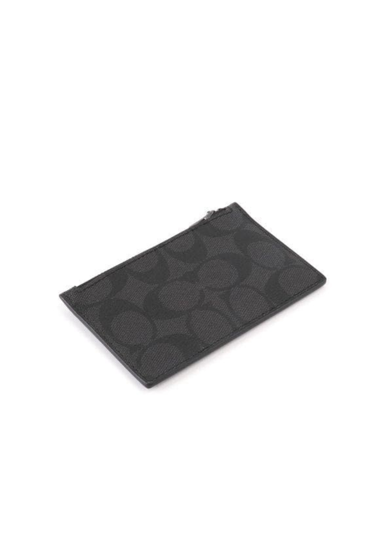 Coach Signature Zip C4281 Card Case In Black