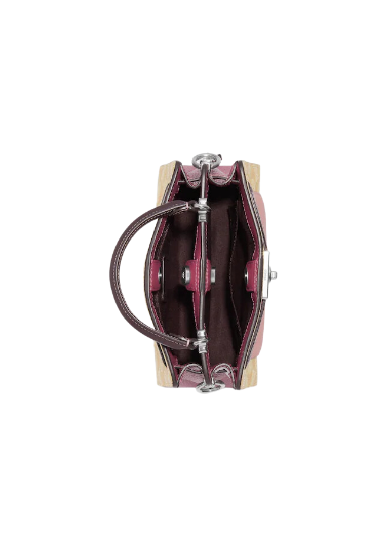 Coach Mini Lane Crossbody Bag Top Handle In Light Khaki/Light Pink Multi C8318
