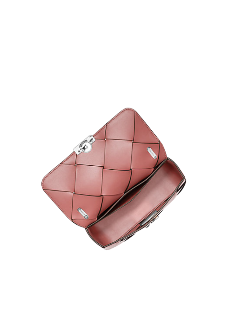 ( PREORDER ) Michael Kors Tribeca Small Woven Leather Shoulder bag In Rose 30S5S2RL5L