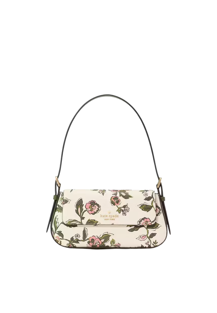 ( PREORDER ) Kate Spade Madison Forest Blooms Printed Small Flap Shoulder Bag In Meringue Multi KL811