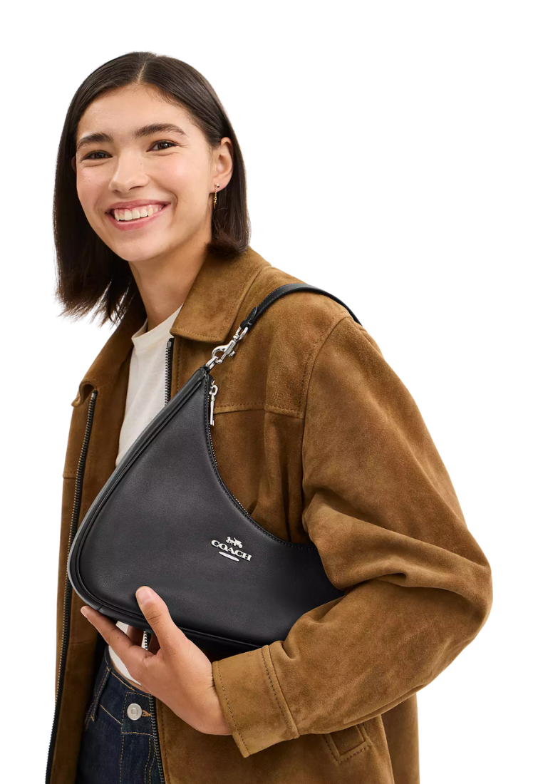 ( PREORDER ) Coach Twisted Teri Shoulder Bag In Silver Black CBI01