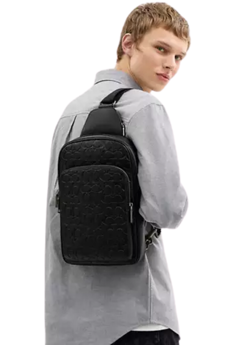 Coach Ethan Belt Bag In Blocked Signature Canvas In Black CY776