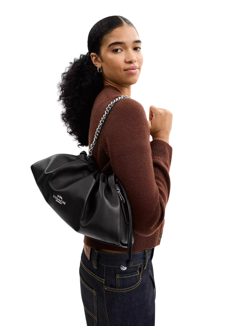 ( PREORDER ) Coach Faye Large Shoulder Bag In Silver Black CCE68