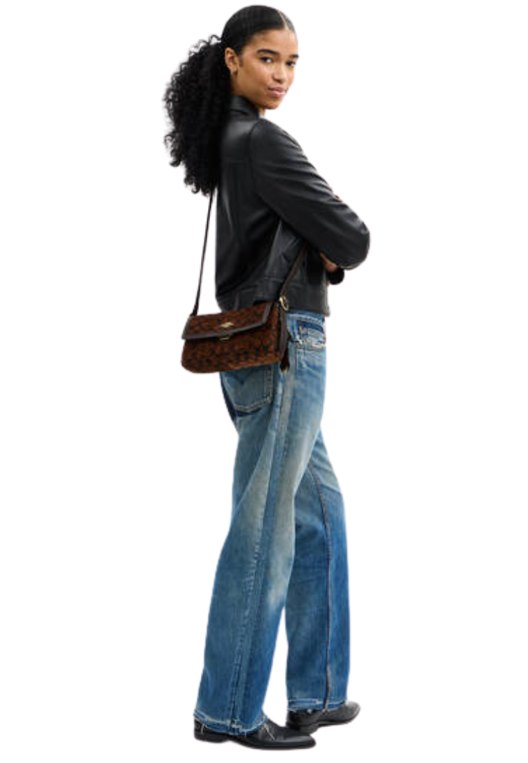 Coach Etta Small Flap Shoulder Bag In Signature Chenille In Gold Truffle CCV65