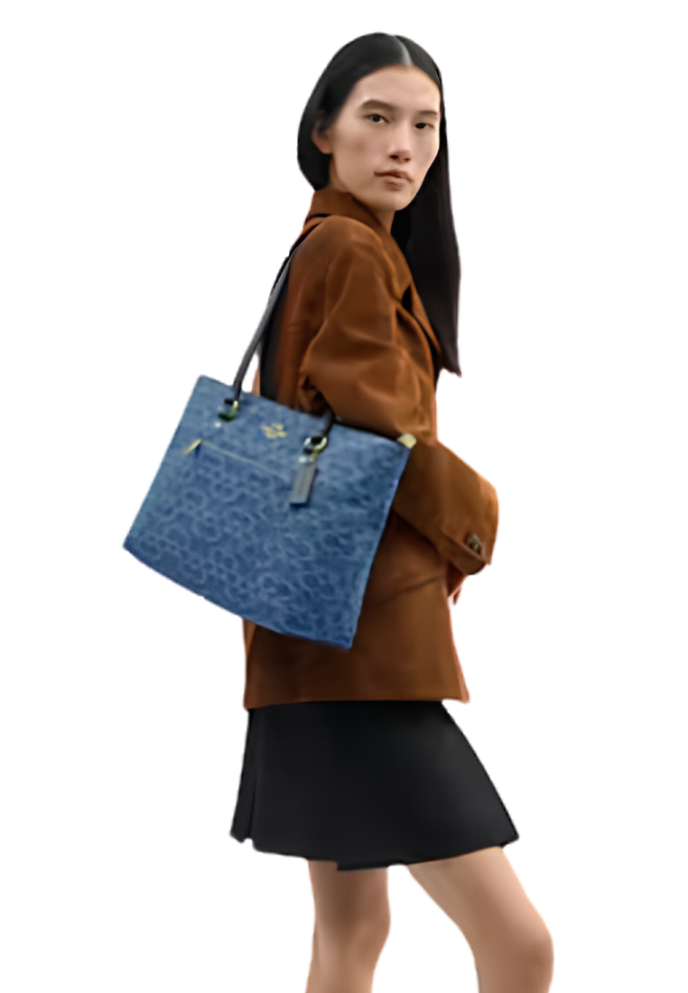 Coach Station Tote Bag In Signature Denim In Indigo CDB88