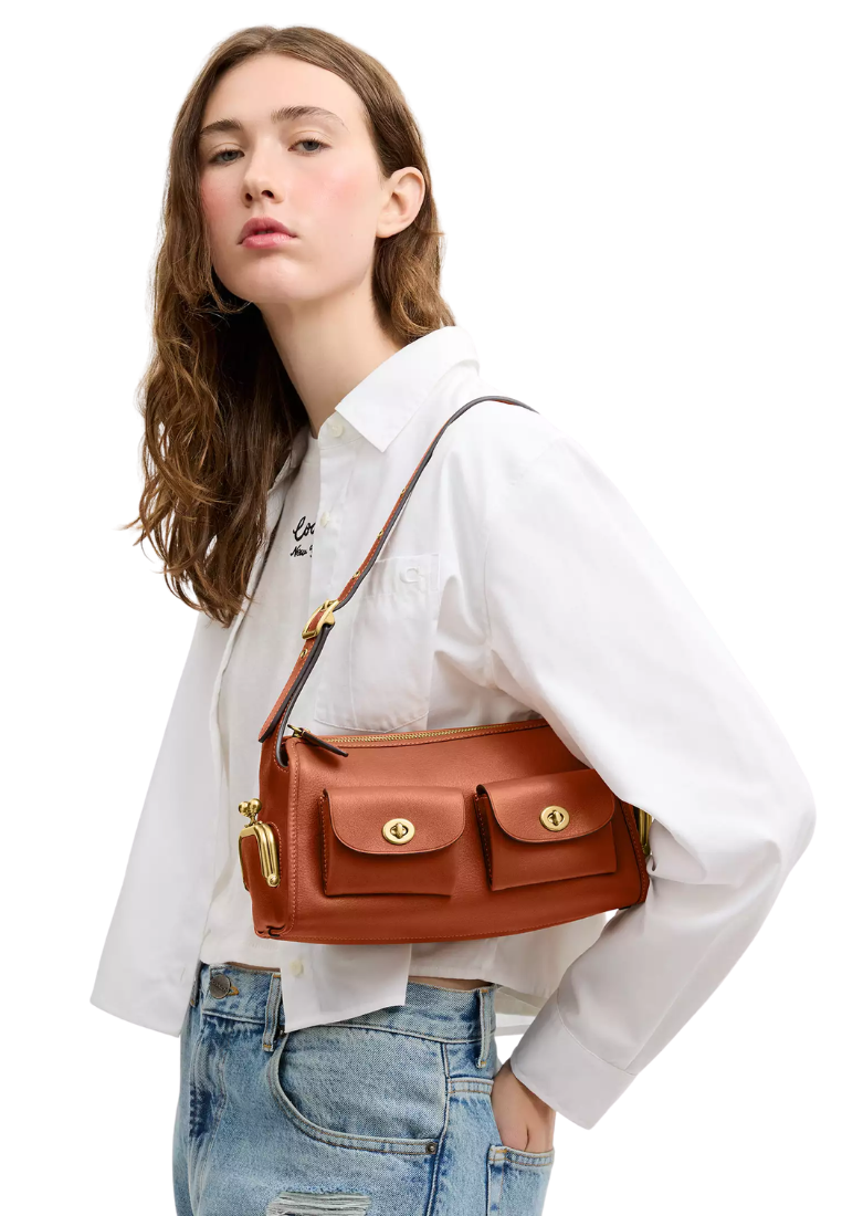 ( PREORDER ) Coach Turnlock Haversack 27 Shoulder Bag In Amber Brown CFR53