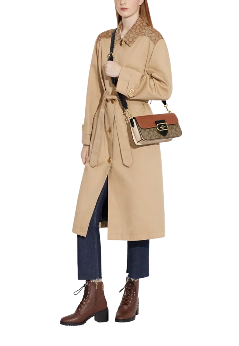 Coach Morgan CE560 Shoulder Bag In Colorblock Signature Canvas In Khaki Multi