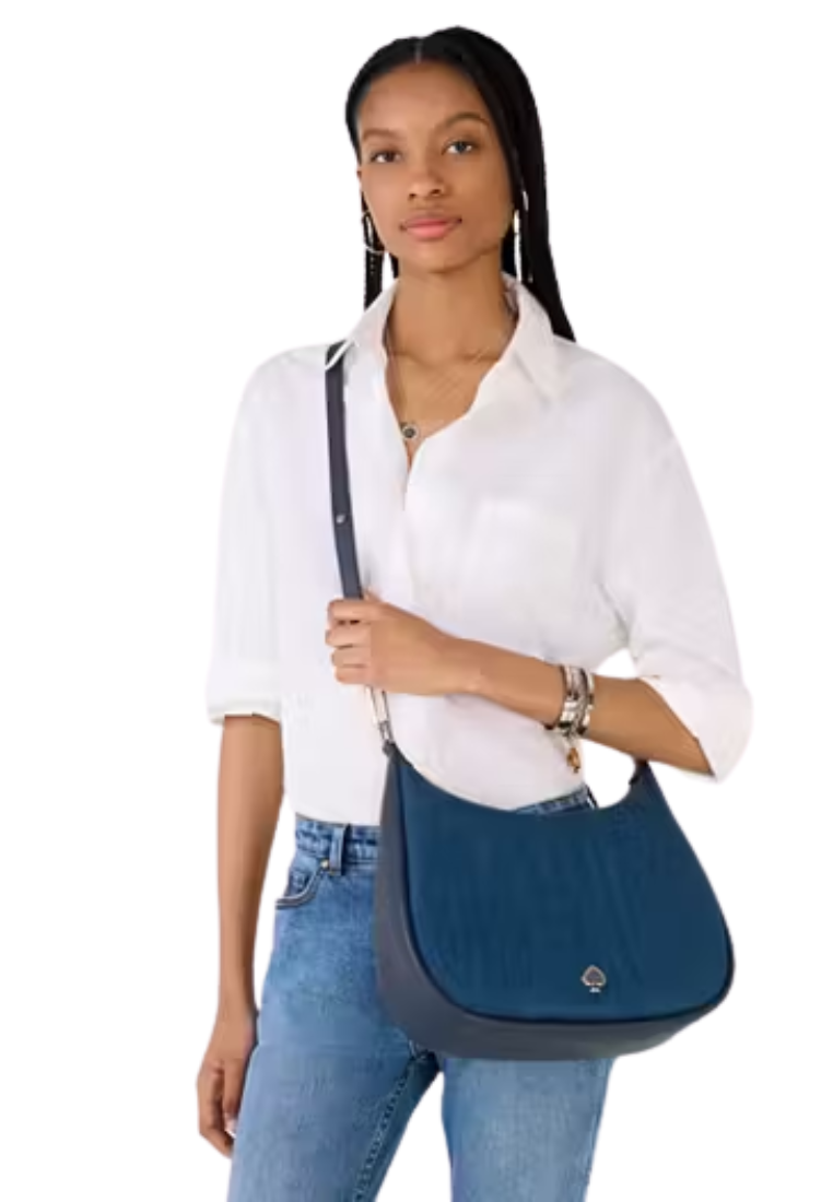 Kate Spade Kayla Large Denim Fabric Shoulder Bag In Blue Multi KK082