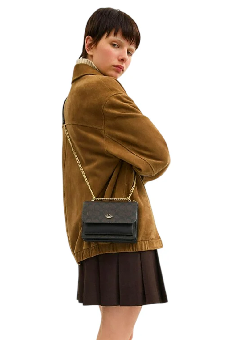Coach Mini Klare Crossbody Bag Signature Canvas In Walnut Black CW206