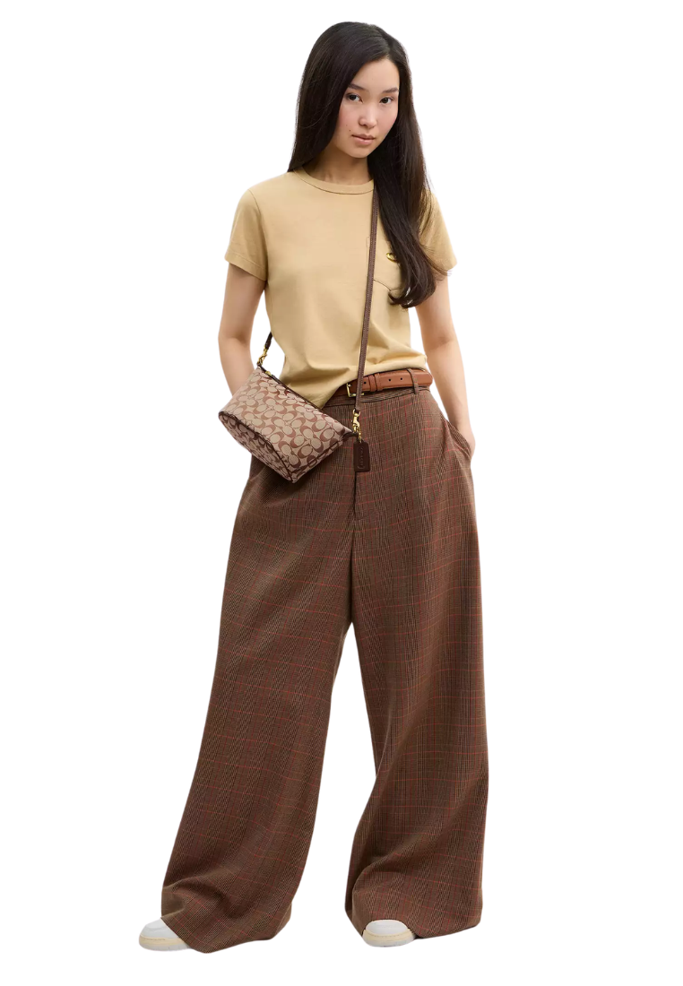 ( PREORDER ) Coach Demi Signature Jacquard Shoulder Bag In Khaki Maple CFT25