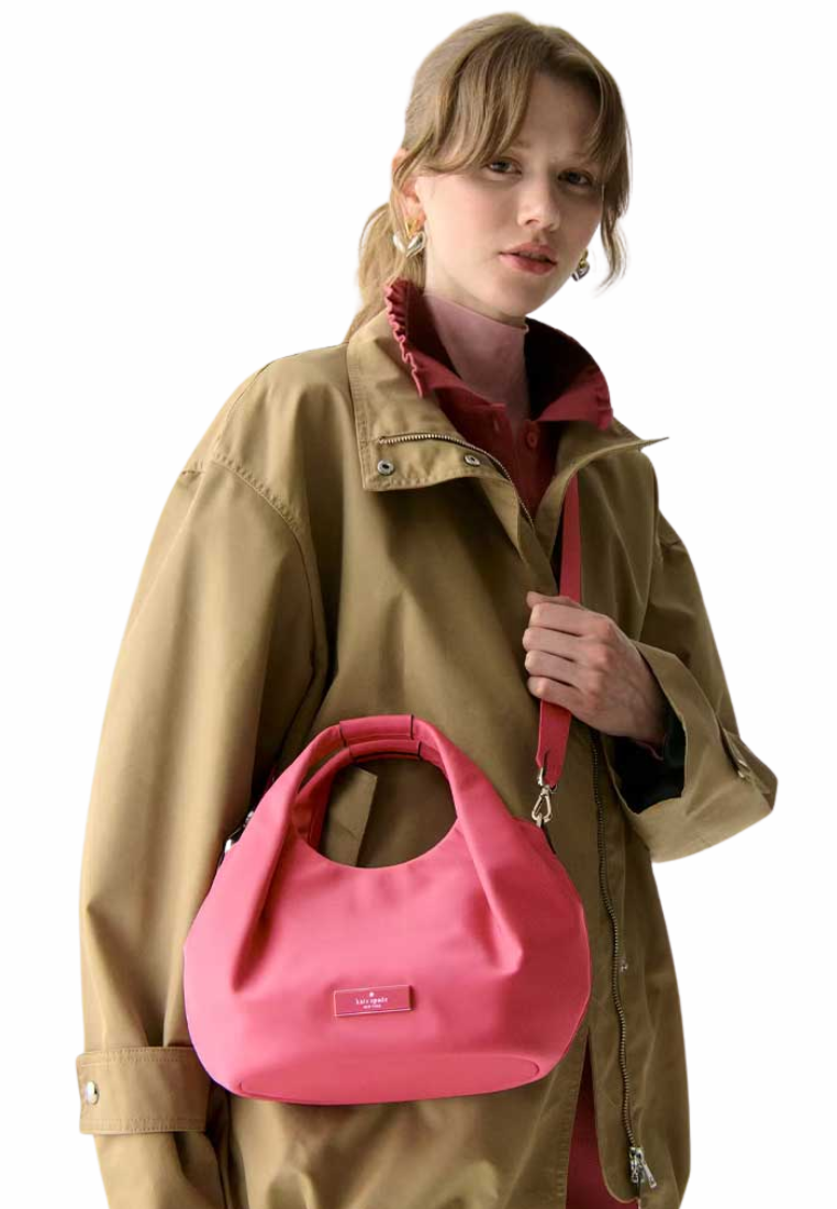 Kate Spade Carter Nylon Small Pleated Crossbody Bag In Rose Oil KL965