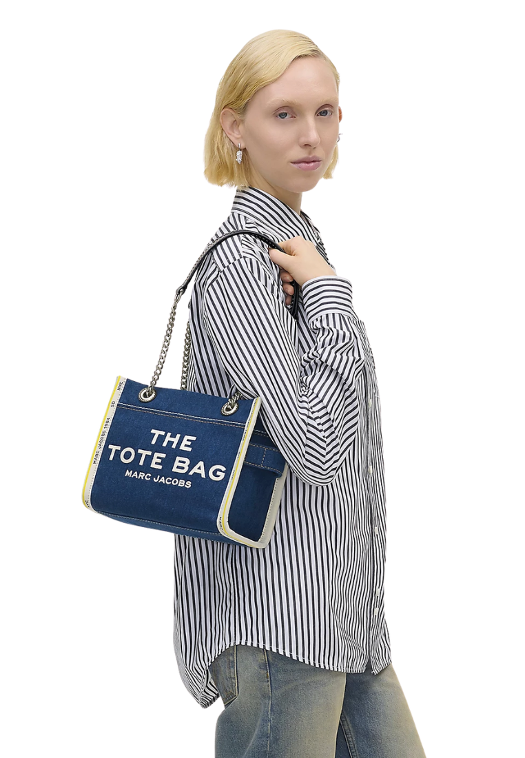 Marc Jacobs The Denim Chain Small Tote Bag In Dark Wash 2F4HTT029H05